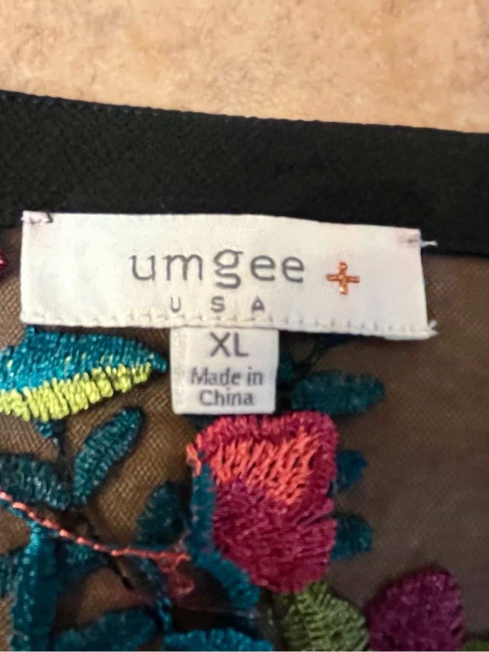 Umgee Embroidered Floral Black Mesh Kimono & Top Set M/L, XL - Picture 12 of 16